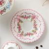 European-style Bone China Coffee Cup Afternoon Tea Cup and Saucer Kitchen Supplies Girl's Printed Cup and Saucer Set Gift