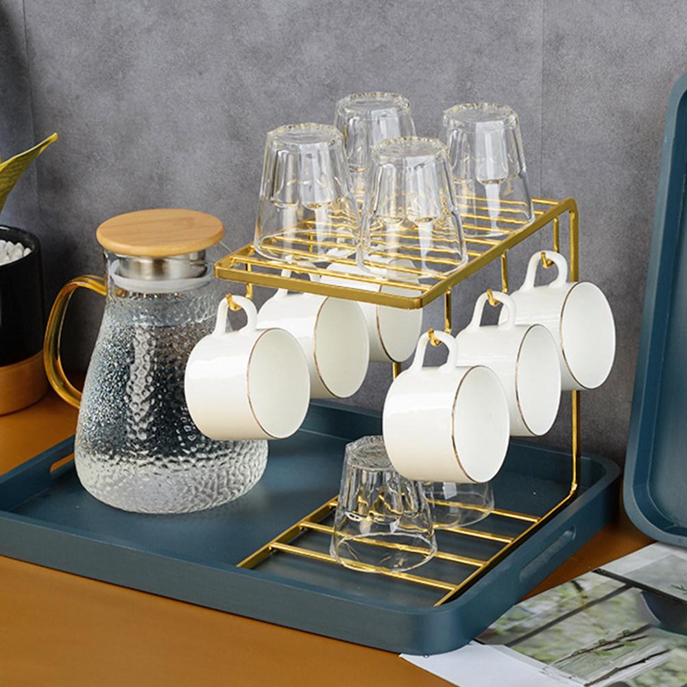 Glass Cup Draining Rack for Kitchen Counter Dish Drying Stand Mug Holder Organizer Space Saving Cup Storage Rack for Home Office