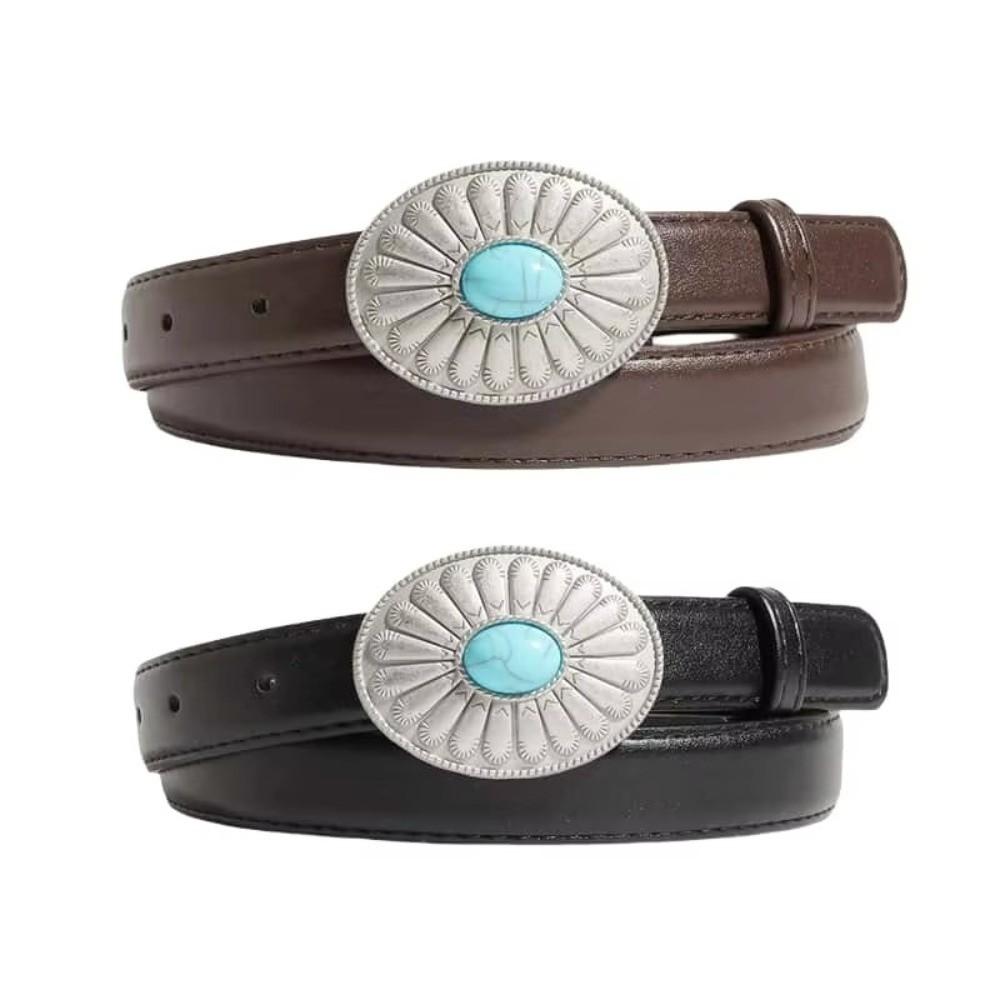 Silver Buckle Women's Belt Simple Waist Strap Fashion Waist Belt Dress Decoration