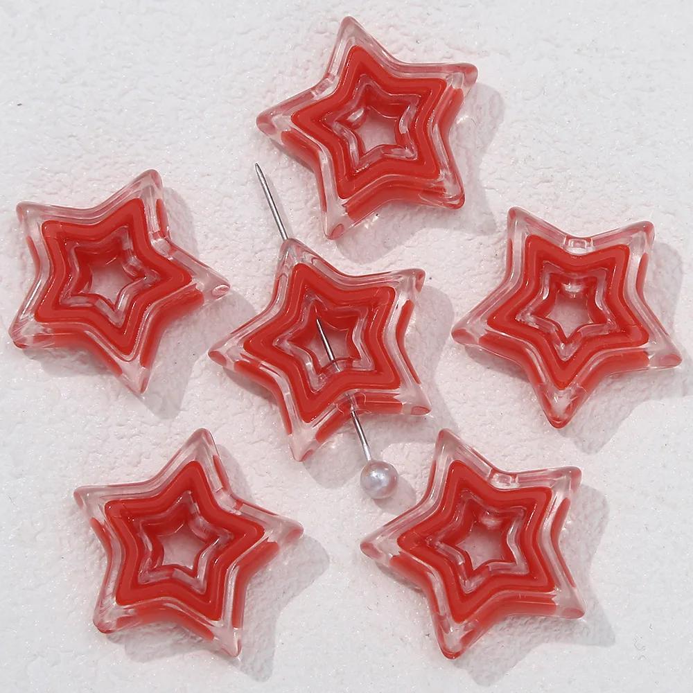 TX13 Pentagram Niche Girl Wind Sweet Design Filling Bead Bracelet Spacer Acrylic Hollow Star Necklace DIY Jewelry Accessorie