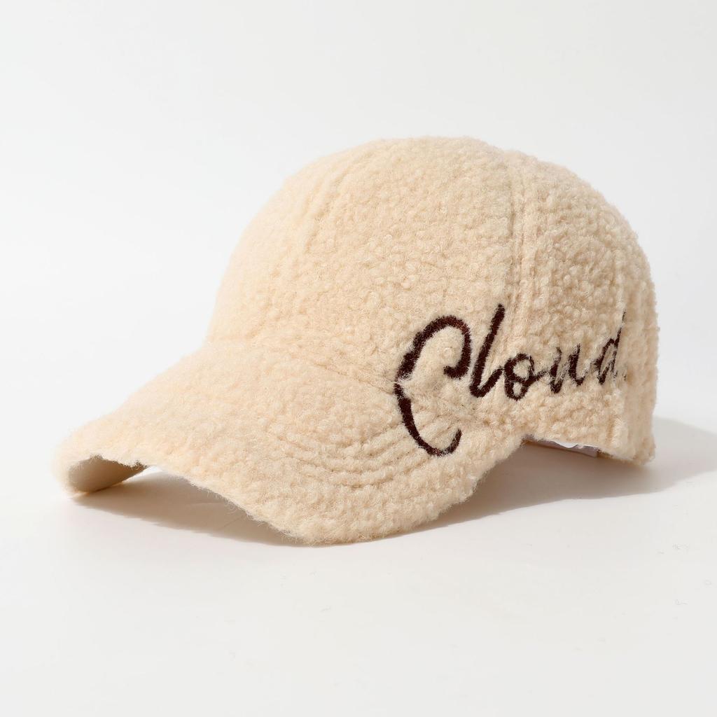 Lamb-Wool Baseball-Caps Adjustable,Teddy-Fleece Baseball Hat,Winter Hat Ponytail Hole for Women Outdoor Travel