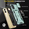 For Samsung Galaxy A06 4G Case Kickstand Slide Lens Lid PC+TPU Drop-Proof Phone Cover