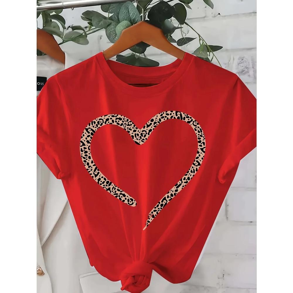 Women's plus size T-shirt pattern short sleeved top, loose and casual, soft, comfortable and breathable, suitable for outdoor sports