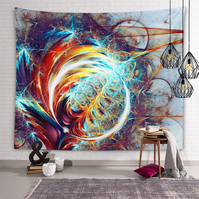 

Индивидуальный красочный гобелен с котом, психоделический геометрический мандала, настенный художественный гобелен, хиппи, богемный гобелен, домашний декор для комнаты 100X75CM