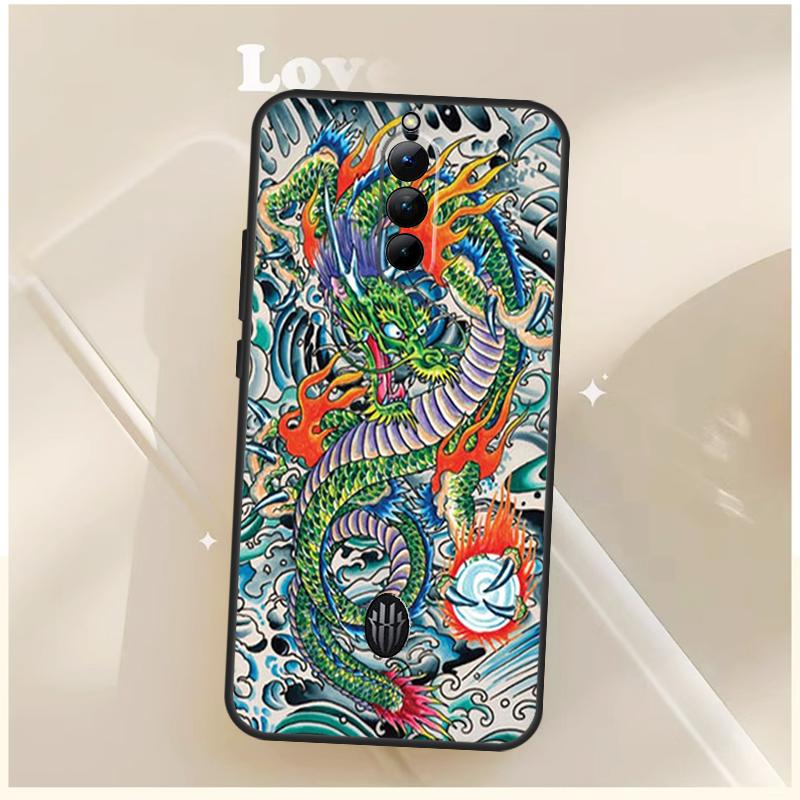 Japanese Wave Anime Dragon Case For ZTE Nubia Red Magic 10S 6S 7S 8S 9S 6 7 Pro For RedMagic 8 9 10 11 Pro Plus Cover