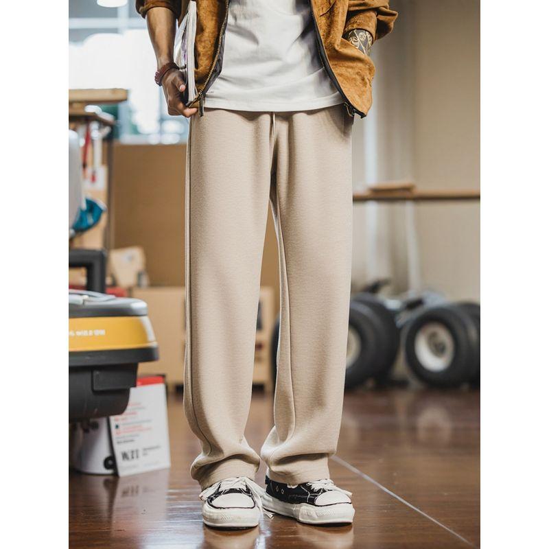 Light Luxury Old Money Style Acetate Merino Wool Straight-Leg Knit Casual Pants for Men, Spring and Autumn Pants, Export Men's Long Pants