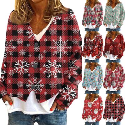 Women's Fashion Short Coat Casual Long Sleeve Printed Single Breasted Plush Top