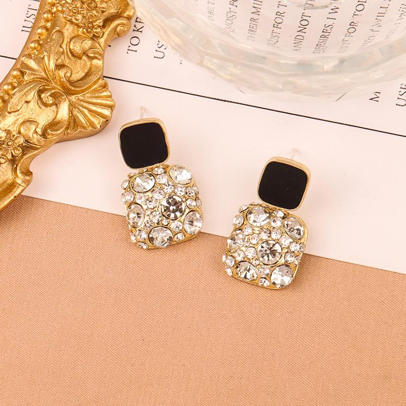925 Silver Diamond Rhinestone Stud Earrings: Women's Trendy, Versatile Jewelry
