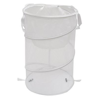 Fine Mesh Laundry Hamper Solid Bottom Handles and Lid Clothes Hamper White and Black Large Collapsible Laundry Basket Bathroom