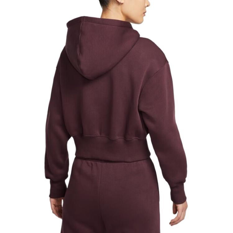 Nike NSW PHNX FLC CROP FZ HDY Jacket Women's Burgundy HV2427-652