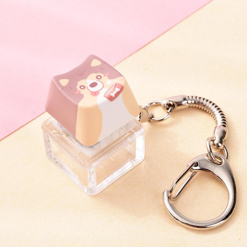 Cute Cat Dog Pendant Stress-Relief Fidget Keychain Mechanical Keyboard Keychain Dog-Themed Clicker Fidget For Backpack Study