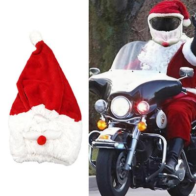 Natal Papai Noel Capa de Capacete de Moto Pelúcia À Prova de Vento Quente para Exterior Ciclismo Capa de Capacete Rosto Inteiro Chapéu Seguro Decoração de Natal Presente