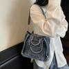 Denim Handtasche Damen Einfarbig Umhängetasche Pendler Schultertasche