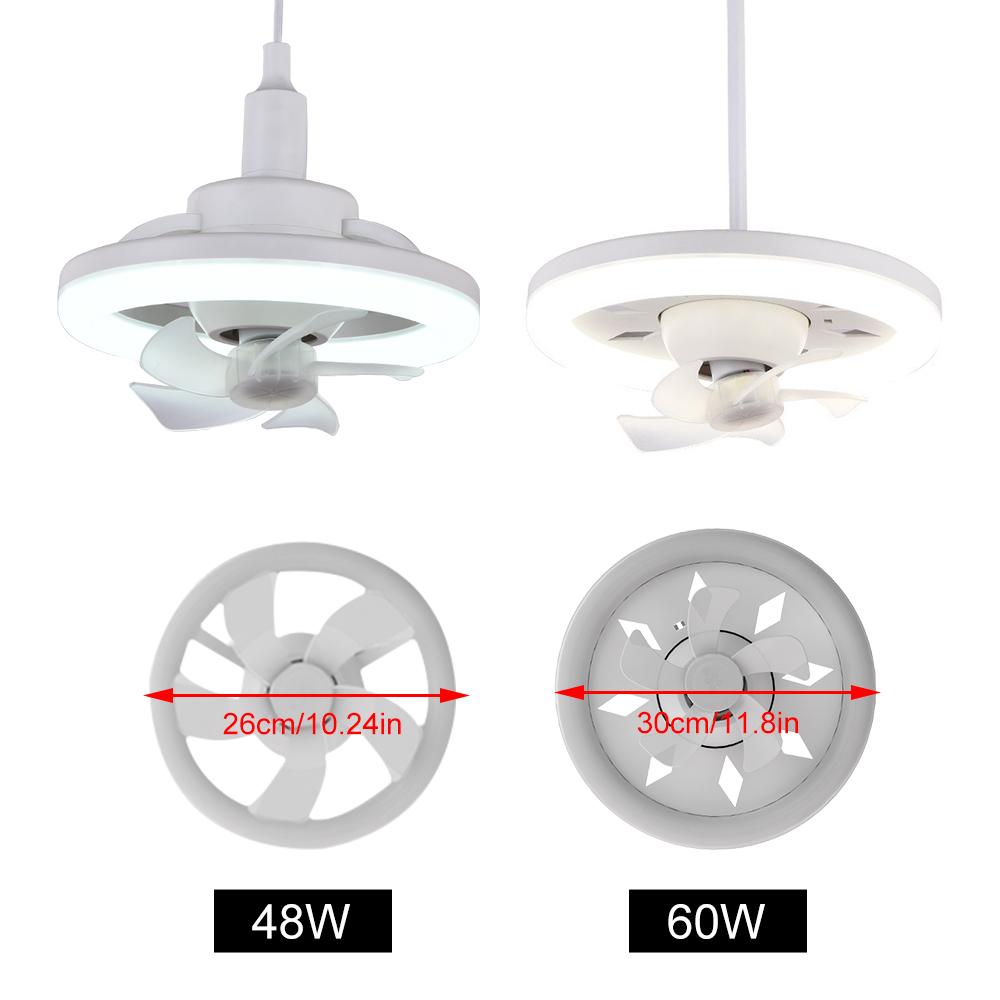 Ventilator de tavan cu cap pivotant la 360 ° E27 cu telecomandă, ventilator LED reglabil, ventilator de tavan pentru living, candelabru 85V-265V