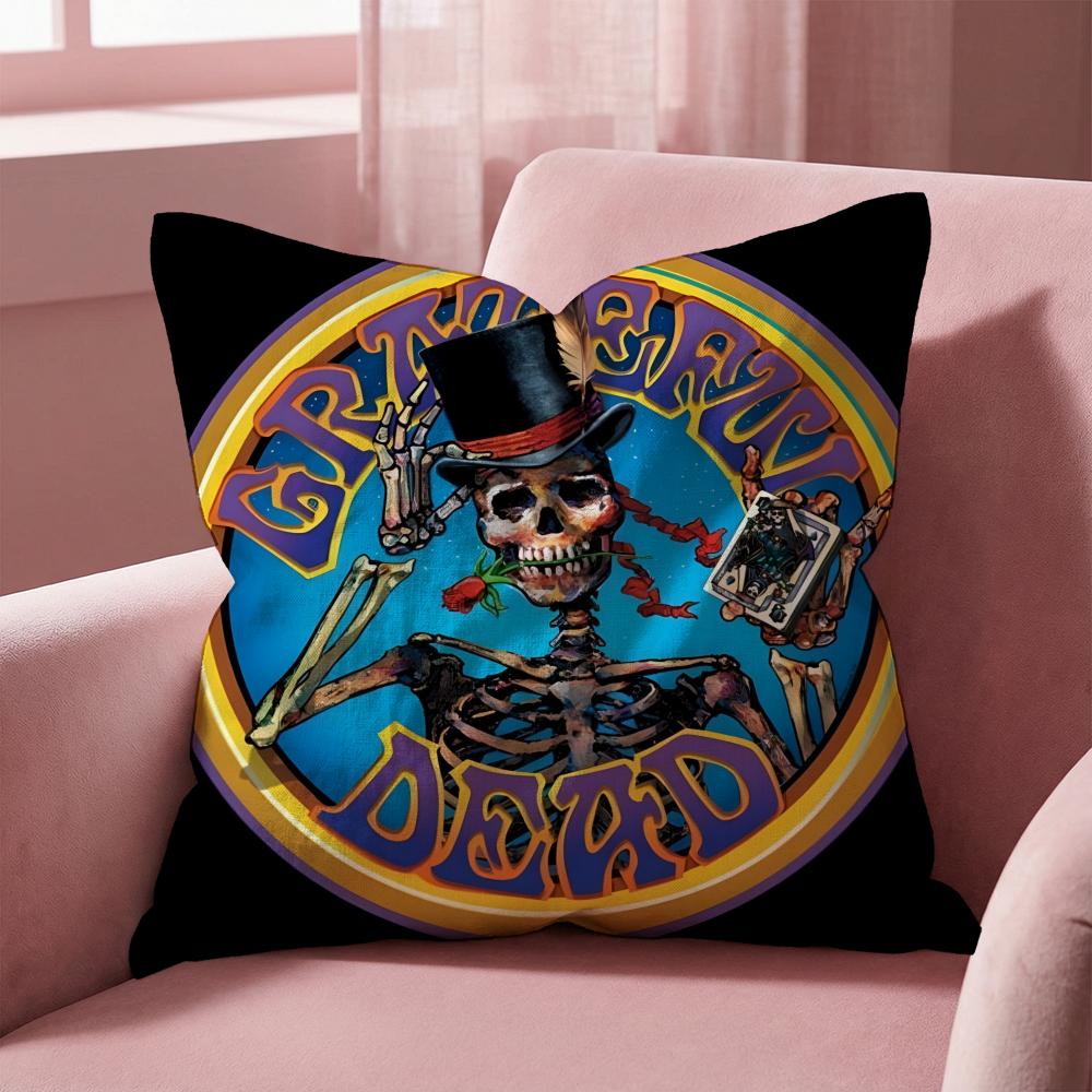 Grateful Dead Rock Band Cushion Cover Multi-Scene Pillow Cover for Home & Car - Reversible, Soft & Durable for Daily Use