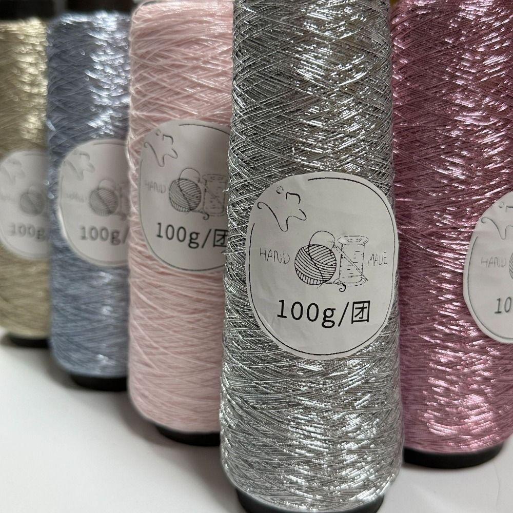 100g/Roll Multicolor Fine Gold Silver Yarn DIY Crochet Accessories Shiny Yarn Hand-woven Supplies Dia.0.8mm