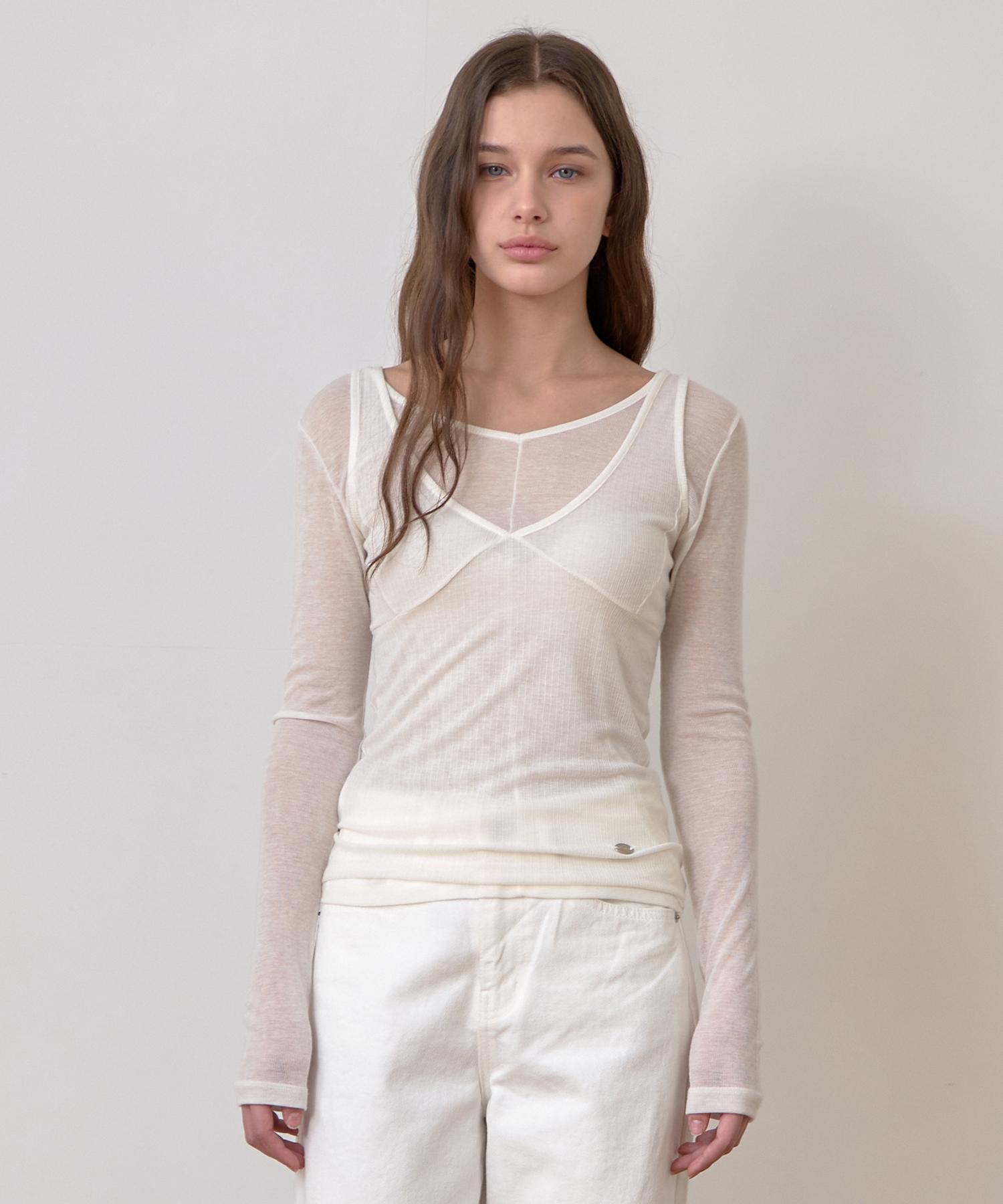 Laminez Two-Way Layered T-Shirt - Ivory Free