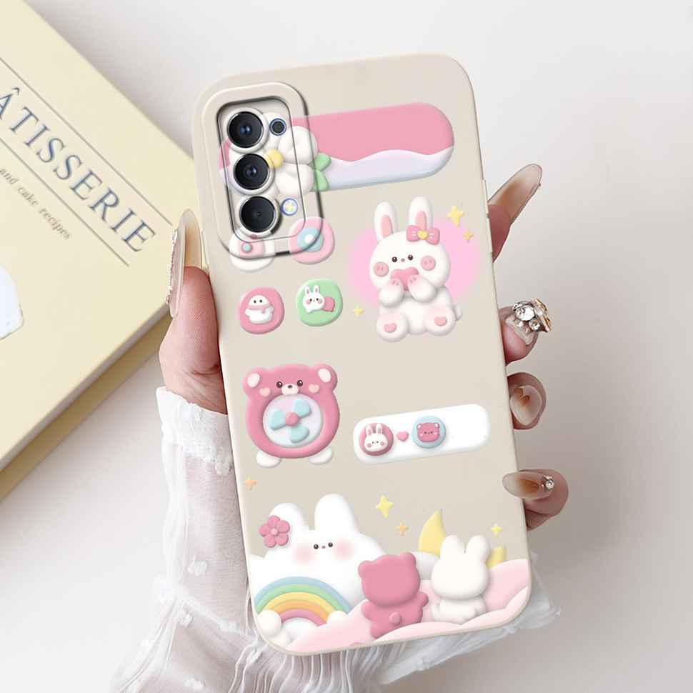For Oppo Reno4 4G CPH2113 6.4" Case Cute Butterfly Rabbit Soft Silicone Back Cover For RENO 4 Reno4 4G Protective Cases Fundas