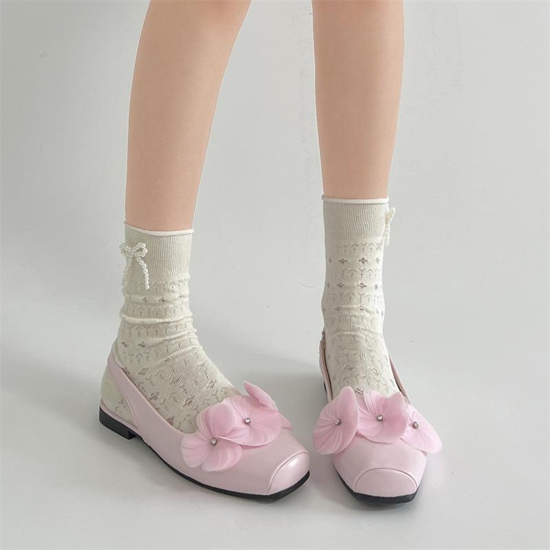 Flower Pink Fairy Wind Flat-bottomed Bag Head Sandals Summer Wear with Skirt Cool Single Shoes