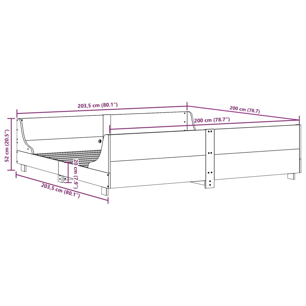 Solid Wood Bed Without Mattress Wax Brown 200x200 Cm Pine Wood