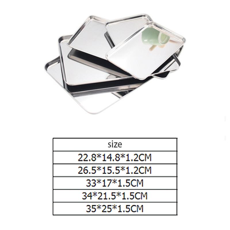 Stainless Steel Steamed Sausage Powder Plate Trays Fruit Dish Hotel Japanese Rectangle Pastry Food Storage Baking Plates