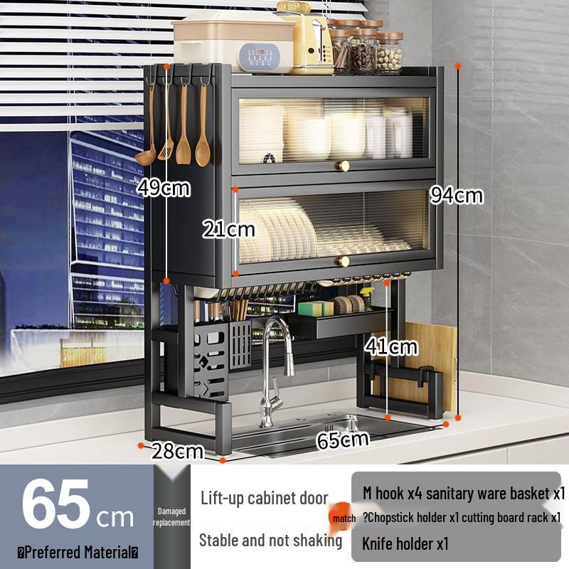 Wielofunkcyjny stojak na naczynia kuchenne: Pyłoszczelny organizer na blat do przechowywania misek, talerzy i ociekarek.