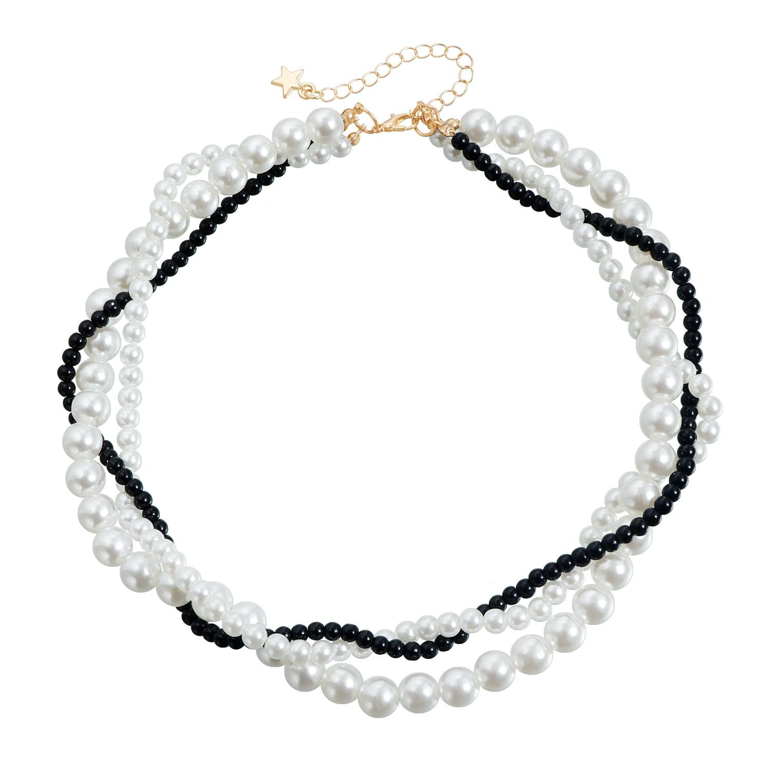 ins light luxury Spice Girl style baroque imitation pearl collarbone chain personality trend multi-layer necklace