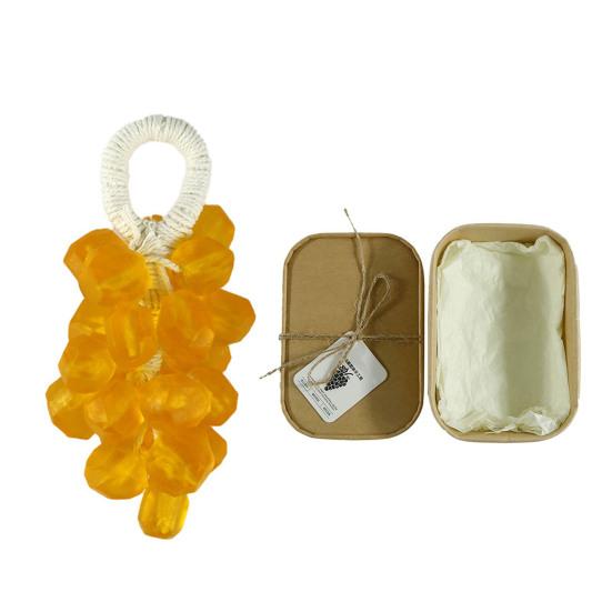 Grape Soap On Rope Handmade Translucent Fruit Shaped Soap Decorative Bathroom Travel Hanging Soap for Shower Sink