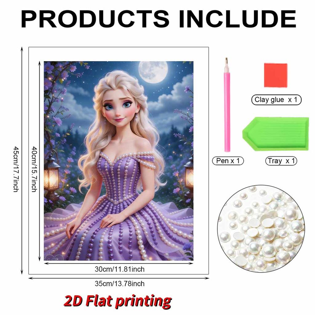 Disney Pearl Painting Frozen Purple Moon Dreamland Creative Art 5D Pearl Embroidery Cross Stitch Kit Handmade DIY Home and Room Decor Gift
