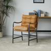 Fauteuil d'appoint en cuir, Fauteuil design Mid-Century Modern avec structure en métal noir, Fauteuil canapé individuel pour salon chambre à coucher