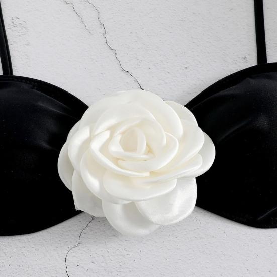 2Pcs/Set Women Sexy Bra High Tube 3D Flower Sling Bikini Set Top Bandeau Waist Briefs