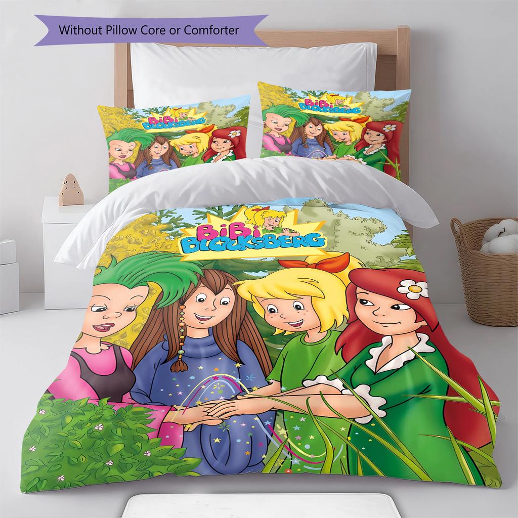 Bibi and Tina Pattern Bedding,Quilt Set Quilt Cover Pillowcase Home Birthday Gift (1 * Duvet Cover + 2 * Pillowcase, Without Core)