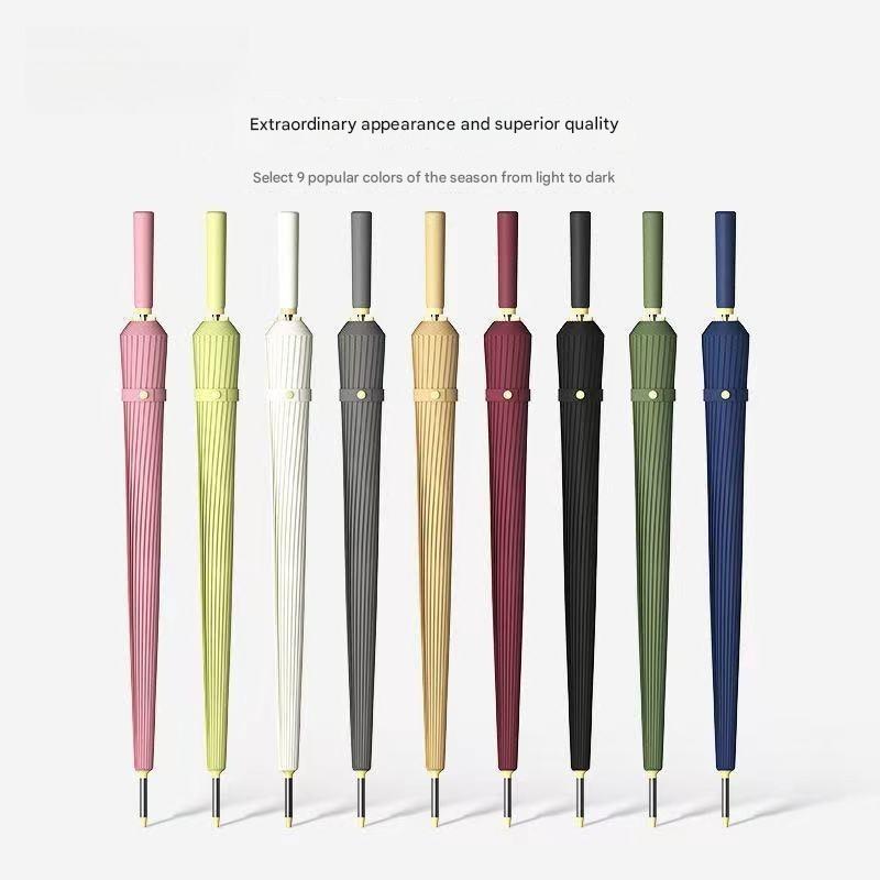 24 Bone Long Handle Umbrella Enlarged Thickened Sunny Rainy Dual-use Extra-large Black Sun Protection Automatic Umbrella