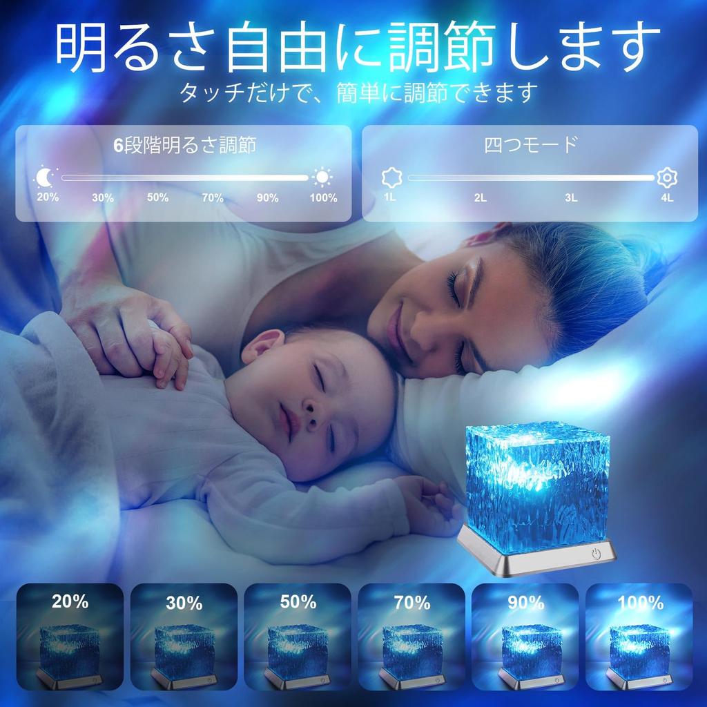 LETOUR Night Light, Ocean Light, Aurora Lamp [16 Colors, Color and Dimming, Touch Control + Remote Control], Projector Light, Dynamic Rotating Water