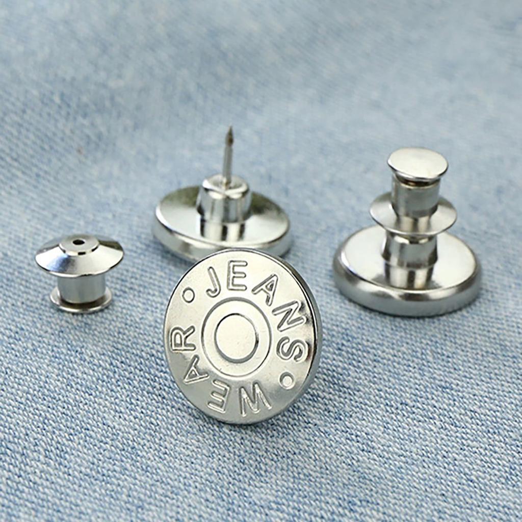 6pcs-Adjustable Detachable Jeans Button Sew Free Vintage Metal Button Garment Button Accessory I-button