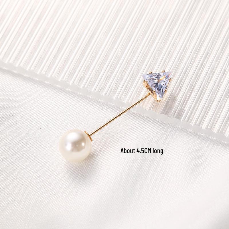 Taillenraffende Brosche mit Imitationsperlen und Strasssteinen, Anti-Expositionssicherheitsnadel, Ein-Wort, Gebogen, Gerader Einsteckstift.