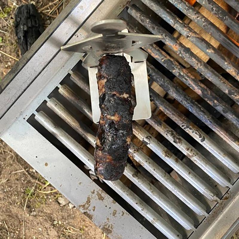 Funny Stainless Steel Portable Camping Backpack Rack People Sausage Stand For Outdoor Travel Summer Party Picnics Hotdog Holder