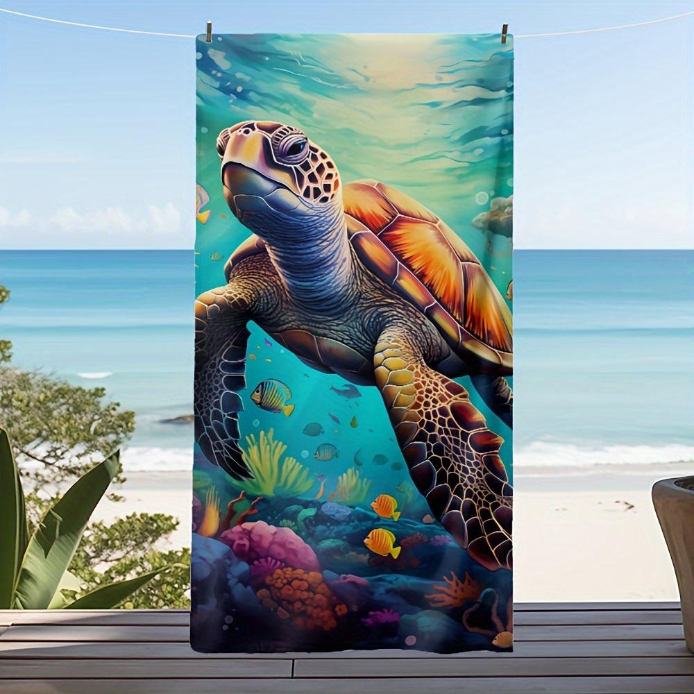 

1pc Turtle Printed Beach Towel Quick Drying Absorbent Beach Towel Lightweight Beach Towel For Outdoor Trave Beach Vacation W30*H60(CM)