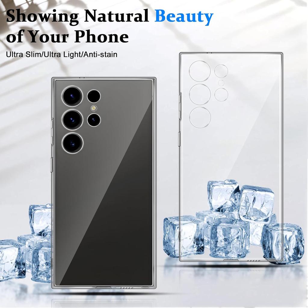 För Samsung Galaxy S24 Ultra TPU-skal Transparent Skyddande Baksida Anti-fingeravtryck