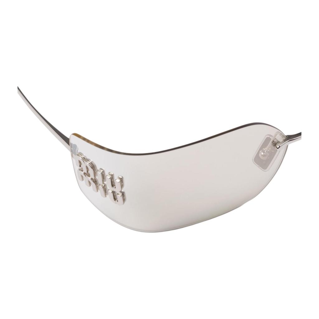 Miu Miu Curved Rimless Lens Irregular Shape Sunglasses Women sunglasses Steel SMU54Y-1BC10F