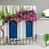 Purple Flowers Scenery Waterproof Shower Rural Street Landscape Floral Bathroom Curtains Washable Home Decor With XT6