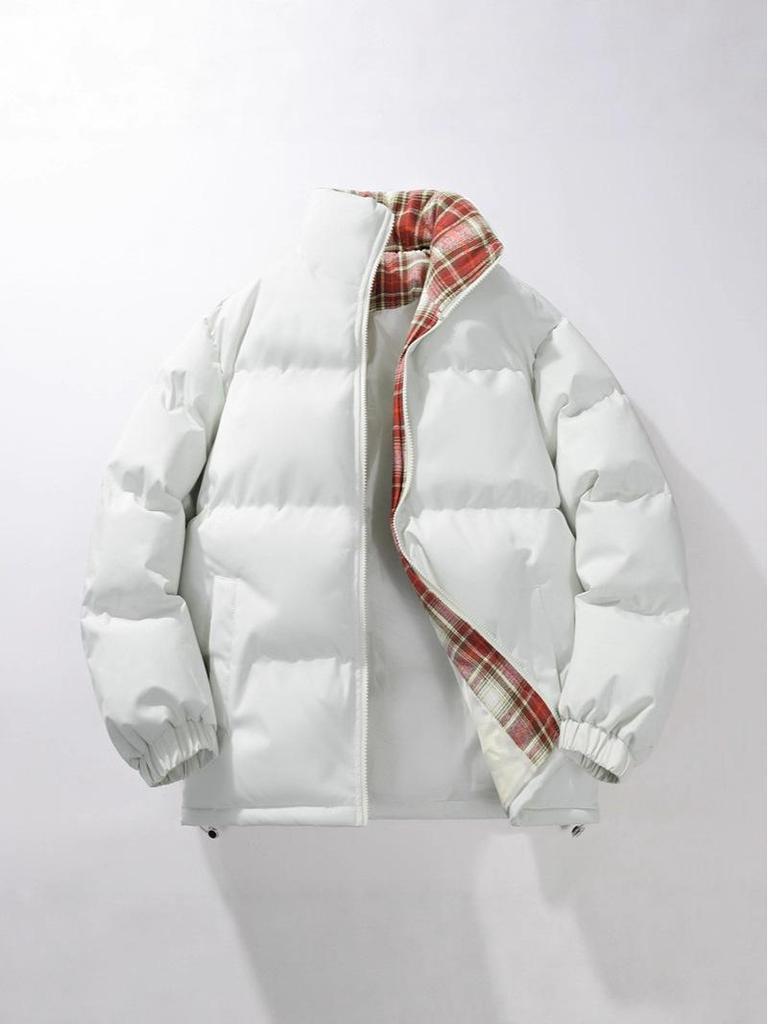 Men's Trendy Winter Stand Collar Puffer Jacket - Versatile, Warm, and Thickened Cotton Outerwear for Couples and Youth