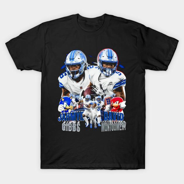 

Men Black Print T-shirt Jahmyr Gibbs &Amp; David Montgomery Duo No-Cut Transfer Paper Print Cotton Tshirt 3XL чорний