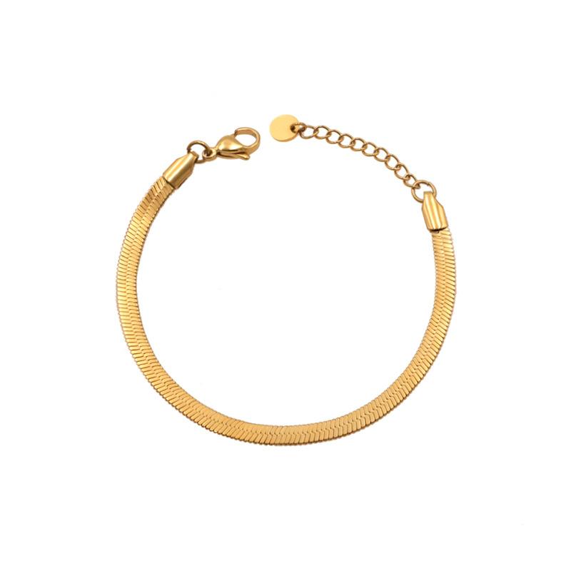 

Fashion Stainless Steel Gold Plated Clavicle Chain Snake Bone Chain Simple Neutral Titanium Steel Blade Bracelet Simple Bracelet золотий
