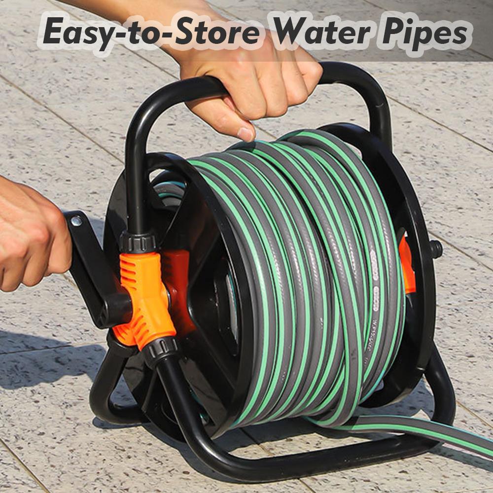 Wasserleitung Aufwickelrolle mit Griff Manuelles Aufwickelgerät für Hof Garten Schlauch DIY Schlauch Organizer Regal Tragbarer Schlauchwickler