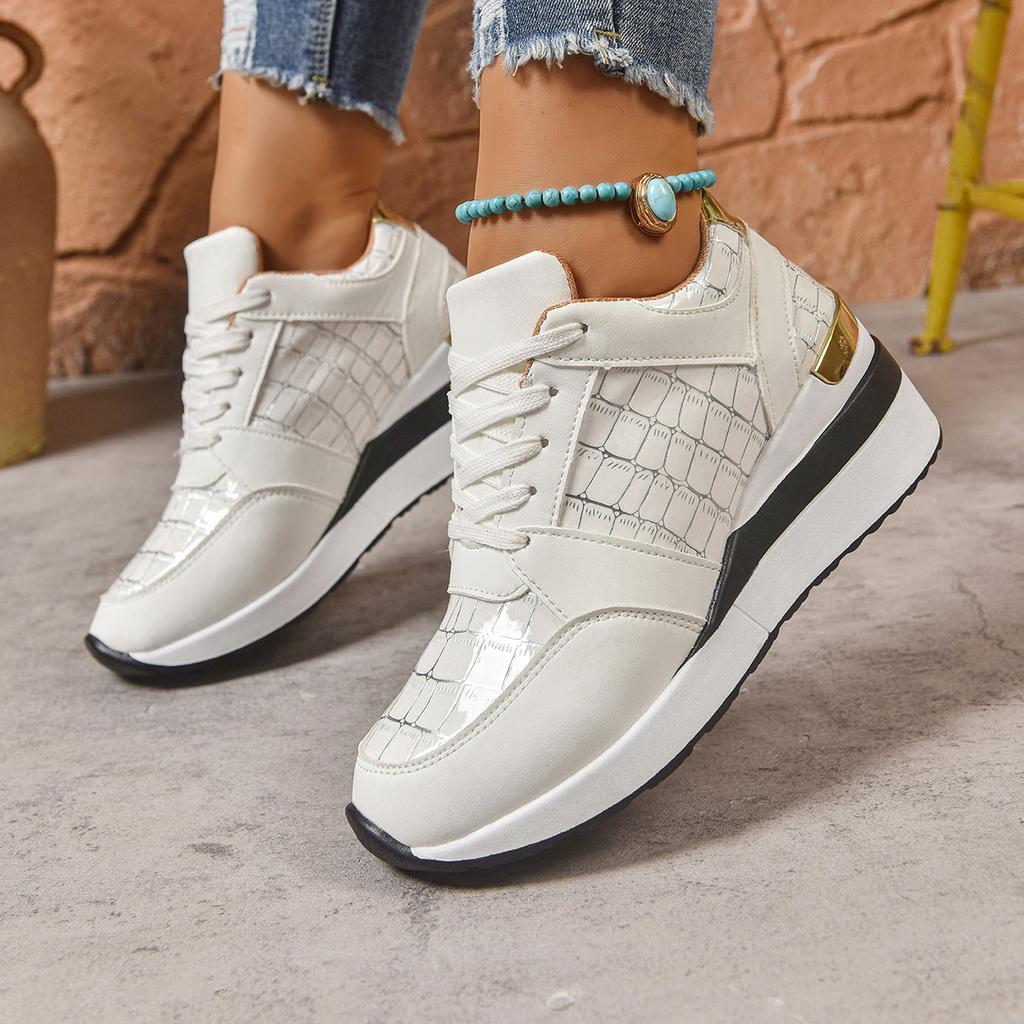 Fashion Spring Autumn Women Sneakers 2025 New Outdoor Lace Up Casual Sports Shoes Women Platform Round Toe Low-top Wedges Sneakers Women