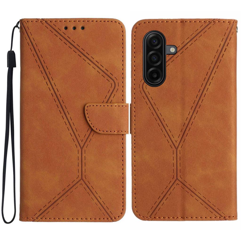 For Samsung Galaxy A57 5G Case Skin Touch Lines Imprinted PU Leather Flip Phone Cover