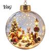 Glowing Christmas Tree Ornaments Lighted Ball Ornaments, 3D Miniature Scene Hanging with Warm LED Led Globes Light, Clear Acrylic Bauble Decoration