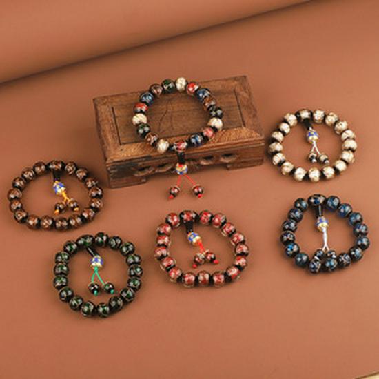 Incense Ash Glaze Bracelet: Classic Style with Gold Thread, Handcrafted Single Circle Jewelry