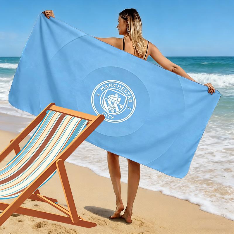 Manchester City Football Club Print Beach Towel, Large Soft Quick Dry Towel for Beach Camping Swimming